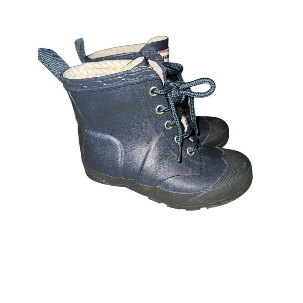 Hunter Combat Rain Boots Boys 10 Girls 11 Navy Blue Unisex